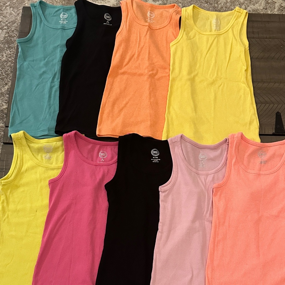 Pack of 9 Kids Ribbed Tank Tops